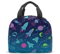 Sac à déjeuner isotherme réutilisable pour enfants Motif astronaute fusée spatiale Taille standard (03)