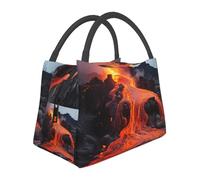 Sac à déjeuner isotherme réutilisable pour homme et femme - Lave chaude rouge du volcan Kilauea - Sac isotherme de grande capacité pour le bureau, le travail, le pique-nique