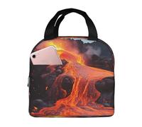 Sac à déjeuner isotherme réutilisable pour homme et femme - Lave chaude rouge du volcan Kilauea - Sac isotherme de grande capacité pour le bureau, le travail, le pique-nique