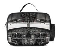 Sac à déjeuner isotherme réutilisable pour homme et femme - Motif cockpit d'un vieux avion de ligne - Sac fourre-tout pour le travail, Cockpit of an Old Airliner, 27x21x9cm