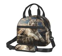 Sac à déjeuner isotherme réutilisable pour homme et femme, motif tigre majestueux se reposant sur un rocher, sac fourre-tout pour le travail, le pique-nique