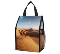 Sac à déjeuner isotherme Sand Dunes in The Sahara Desert - Capacité de 12 L avec deux poches latérales - Sac isotherme pliable - Étanche - Réutilisable - Pour le travail, les voyages, le bureau, la