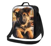 Sac à déjeuner mignon avec chiot berger allemand, boîte à déjeuner pour homme et femme, sac à déjeuner isotherme réutilisable, étanche avec bandoulière réglable, joli sac fourre-tout pour adulte