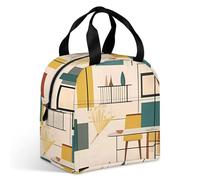 Sac à déjeuner moderne du milieu du siècle pour adulte, sac fourre-tout isotherme étanche avec fermeture éclair et plusieurs poches, grande capacité pour bureau, travail, pique-nique