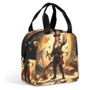 Sac à déjeuner pirate Golden Secret Sea pour homme et femme, sac fourre-tout isotherme portable avec poignée, étanche, réutilisable, pour le travail, le pique-nique, les voyages