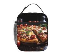 Sac à déjeuner portable avec imprimé saucisses et pizzas, garde au chaud/froid, sac fourre-tout réutilisable pour le travail, le pique-nique ou les voyages