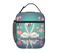 Sac à déjeuner portable avec imprimé « The swan in love » - Pour garder au chaud/froid - Réutilisable - Pour le travail, le pique-nique ou les voyages