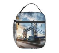 Sac à déjeuner portable réutilisable avec imprimé Old Tower Bridge London Historic Old Tower Bridge - Pour garder les aliments au frais, l'école, le travail, les voyages, les pique-niques