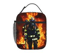 Sac à déjeuner pour adulte,Boîte fourre-tout pour le travail/pique-nique/voyage,Sacs fourre-tout étanches adaptés au pack de glace,Sac isotherme à flamme pompier pompier