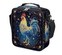 Sac à déjeuner pour enfants avec signe du zodiaque - Motif coq - Réutilisable - Isotherme - Étanche - Avec bandoulière - Pour l'école, le pique-nique, les voyages, la plage, la randonnée, la pêche