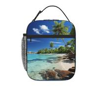 Sac à déjeuner pour femme et homme - Boîte à déjeuner isotherme portable - Paradis tropical - Sac fourre-tout réutilisable pour le travail et le pique-nique