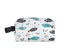 Sac à déjeuner pour fille résistant à l'eau extensible pour garder les aliments au chaud isotherme pour l'école, l'université, dessin animé, mignon poisson noir et vert, bolsas de loncheras para Mujer