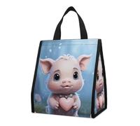 Sac à déjeuner pour homme et femme - Jolie boîte à déjeuner isotherme réutilisable et portable - Motif dessin animé tenant un cœur - Pour le travail, le bureau, les voyages