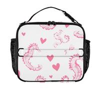 Sac à déjeuner rectangulaire étanche pour homme - Garde les aliments au chaud - Sac fourre-tout de grande capacité pour pique-nique, randonnée, camping, hippocampe, Saint-Valentin