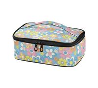 Sac à déjeuner rétro avec motif fleurs et réseaux sociaux pour femme - Grande capacité