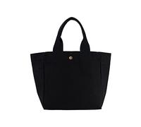 Sac à déjeuner tendance pour femme, petit sac fourre-tout en toile, couleur unie, sac à main avec poignée sur le dessus, grand sac fourre-tout en toile, Noir , One Size