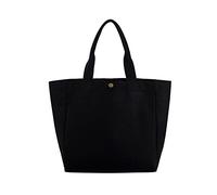 Sac à déjeuner tendance pour femme, petit sac fourre-tout en toile, couleur unie, sac à main avec poignée sur le dessus, grand sac fourre-tout en toile, Noir , One Size