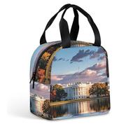 Sac à déjeuner The White House on The Lake pour homme et femme, sac fourre-tout isotherme portable avec poignée, étanche, réutilisable, pour le travail, le pique-nique, les voyages