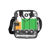 Sac à déjeuner transparent avec imprimé « I Love » - Motif camions à ordures - Réutilisable - Isotherme - Pour le travail, les pique-niques, les contrôles de sécurité