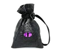 Sac à dés avec cordon de serrage en cuir PU - Pochette à dés DND - Tarots Oracle - Sac de rangement pour cartes - Cadeau pour pièces de monnaie et bijoux - Œil violet foncé