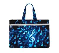 Sac à documents A4 en toile avec notes de musique bleues pour fournitures scolaires et études
