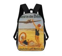Sac À Dos 17 Pouces Vintage Airplane Beach Travel, Cartable Imprimé En 3D, Sac À Goûter, Sac À Dos De Voyage, Sac À Dos Pour Amis (filles Et Garçons)