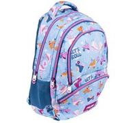 Sac à dos - 3 compartiments - Scolaire - 46,5x30x17cm - Rose/Bleu - Milan