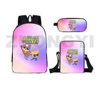 Sac à dos 3 en 1 Anime SuperKitties pour homme, style vintage, ideal pour ordinateur portable, voyage, école, mignon, 3D Noir