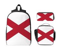 Sac à dos 3 en 1 avec motif drapeau de l'Alabama - Sac de voyage, sac à déjeuner et pochette de rangement