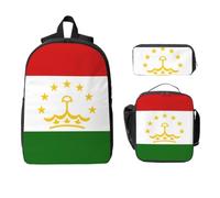 Sac à dos 3 en 1 avec motif drapeau du Tadjikistan, sac de voyage, sac à déjeuner, pochette de rangement