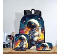 Sac à dos 3 en 1 personnalisé avec image d'astronaute, ensemble de sac à dos de grande capacité de 43,2 cm, design exquis, largement applicable, ce qui en fait un choix idéal
