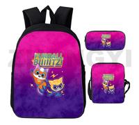 Sac à dos 3 en 1 SuperKitties Kawaii style Preppy pour école maternelle, primaire, fermeture éclair, motif chat 3D, pour femmes, sac pour ordinateur portable Noir