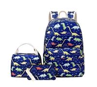 Sac à dos 3 pièces - Cartable pour élèves - Ensemble de trois pièces - Sac à dos isotherme - Sac à déjeuner pour enfant et fille - Cartable - Sac à dos femme - Taille moyenne (bleu, 45)