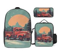 Sac à dos 3 pièces pour homme et femme - Léger - Sac à bandoulière décontracté avec sac à déjeuner isotherme et trousse à crayons - Organisateurs de paysage de banlieue