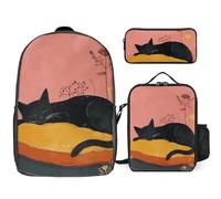 Sac à dos 3 pièces pour homme et femme - Léger - Sac à bandoulière décontracté avec sac à déjeuner isotherme et trousse à crayons - Organisateurs pour dormir sur un oreiller