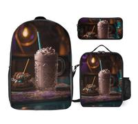 Sac à dos 3 pièces pour homme et femme, sac à dos léger et décontracté avec sac à déjeuner isotherme et trousse à crayons, organiseurs « There's Candy in The Milkshake »