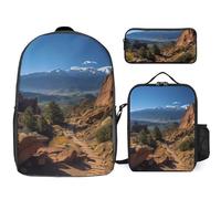 Sac à dos 3 pièces pour homme et femme, sac à dos léger et décontracté avec sac à déjeuner isotherme et trousse à crayons, organiseurs Pikes Peak Colorado