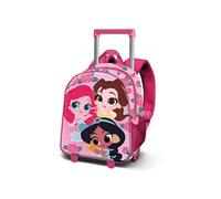 Disney Princesses Flowers-Sac à dos 3D à Roulettes Petit, Rose, 26 x 34 cm, Capacité 7 L