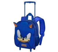 Sonic The Hedgehog - SEGA Sonic The Hedgehog - Sega Sac À Dos 3D À roulettes Petit Mixte Enfant Sac à Dos 3D à roulettes Petit Face, Bleu Face, Taille Unique