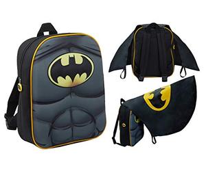 Sac à Dos 3D Batman pour garçons avec Cape Repliable Enfants DC Comics Nouveauté Déguisement Sac à Dos