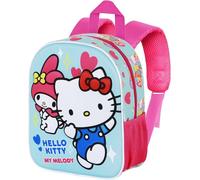 Sac à Dos 3D pour Maternelle - Cartable pour Hello Kitty Friendsh Fan, 31x26x11 cm, Polyester, Idéal pour les Loisirs et les Effets Personnels des Enfants, Cadeau 2 à 7 ans, Voyage