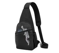 Sac à dos à bandoulière à rayures colorées et antivol - Sac à bandoulière - Sac à dos pour sport de plein air, voyage, randonnée - Pour homme et femme, Ballon de basket astronaute, Chest pack