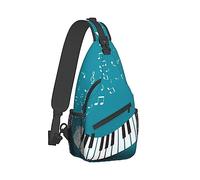 Sac à dos à bandoulière antivol pour le football, le sport, le voyage, la randonnée pour homme et femme, Touches de piano vertes et blanches, Cross chest bag diagonally