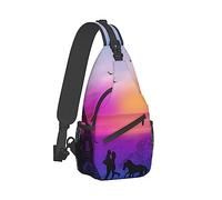 Sac à dos à bandoulière antivol pour le football, le sport, le voyage, la randonnée pour homme et femme, Valentine Paris Tour Eiffel Couple romantique Calèche Coucher de soleil, Cross chest bag