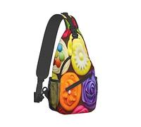 Sac à dos à bandoulière antivol pour le football, le sport, le voyage, la randonnée pour homme et femme, Cupcake coloré - Gâteau de fleurs arc-en-ciel, Cross chest bag diagonally