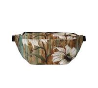 Sac à dos à bandoulière avec fleurs blanches sur une vieille planche en bois, sac à bandoulière, sac à bandoulière, sac à dos de voyage, randonnée, sac à dos pour femme et homme, multicolore, Taille