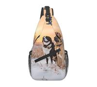 Sac à dos à bandoulière avec imprimé faisan attrapant un chien, sac à dos de voyage, randonnée, sac poitrine | Sac à bandoulière léger et pliable, Noir , Taille unique