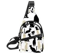 Sac à dos à bandoulière avec motif chats sur fond blanc pour voyage, sport, course à pied, randonnée, Multicolore 09, 11.8x7x1.5in/30x18x4cm