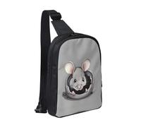 Sac à dos à bandoulière bleu foncé avec vision nocturne double poche - Parfait pour les concerts, le sport, les voyages, le cyclisme et la randonnée, Rat gris, Taille unique