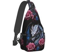 Sac à dos à bandoulière Dragon and Rose - Sac à dos de randonnée - Sac à bandoulière léger et imperméable pour homme et femme